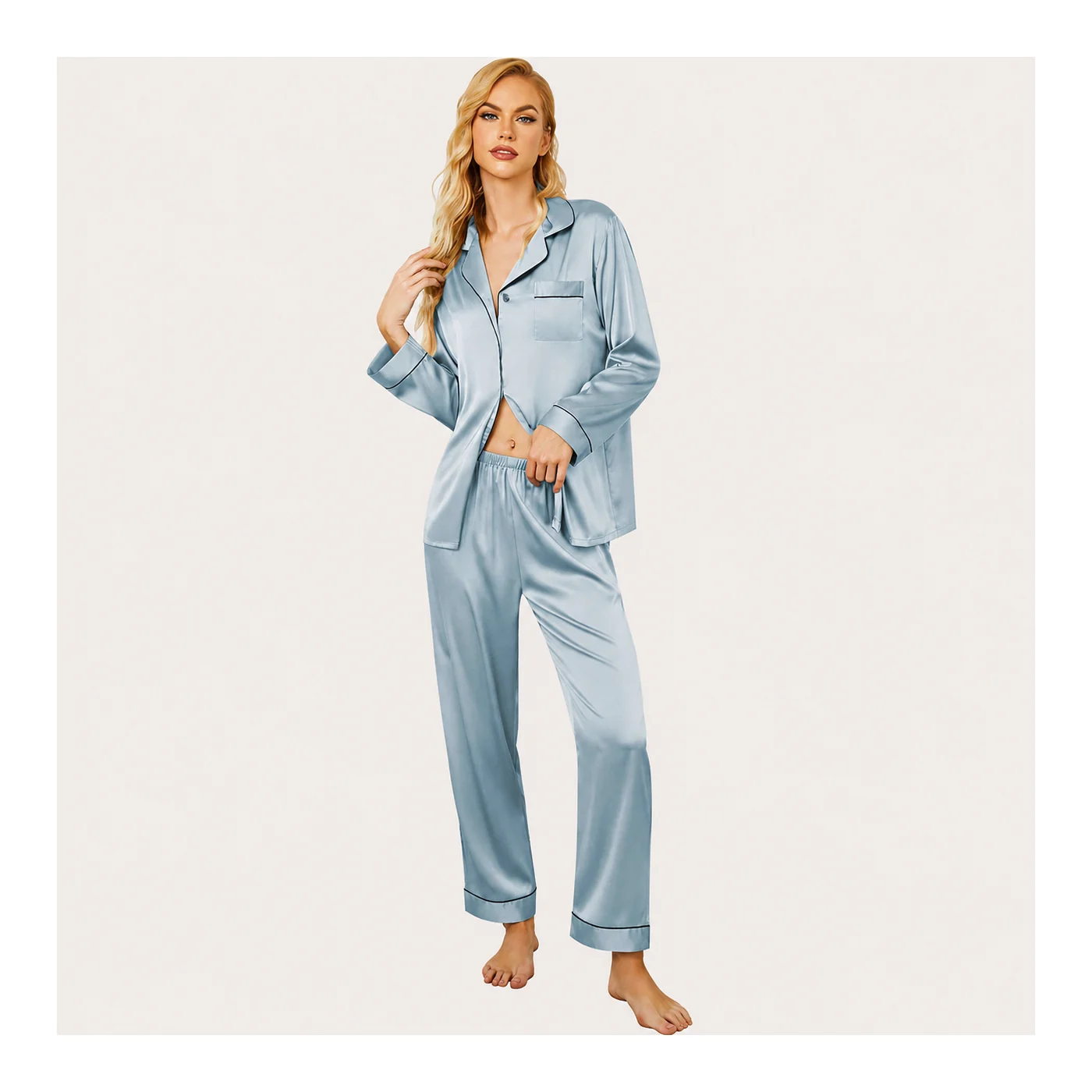 Women’s Satin Long Sleeve Pajama Set